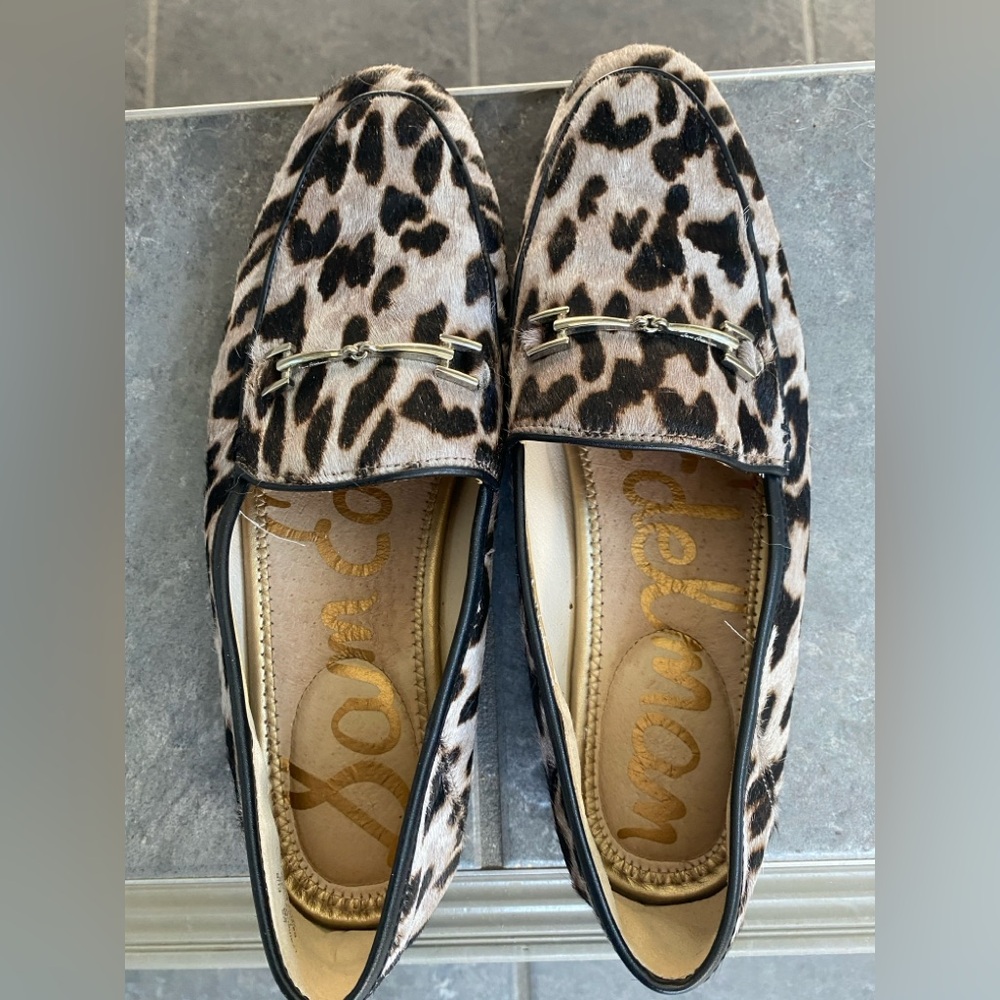 Sam Edelman Loraine Leopard Print Calf Hair Loafers Womens Size 9m